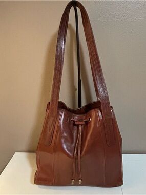 Vintage Texier Leather Bucket Bag Shoulder Bag Double Handle READ